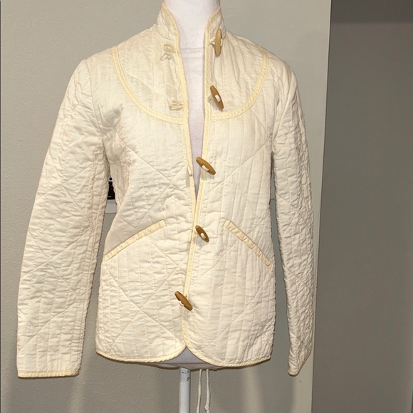 DOEN Parker Cotton Nutmilk Cream Wood Toggle Button Quilted Jacket Size XXS - Picture 4 of 11